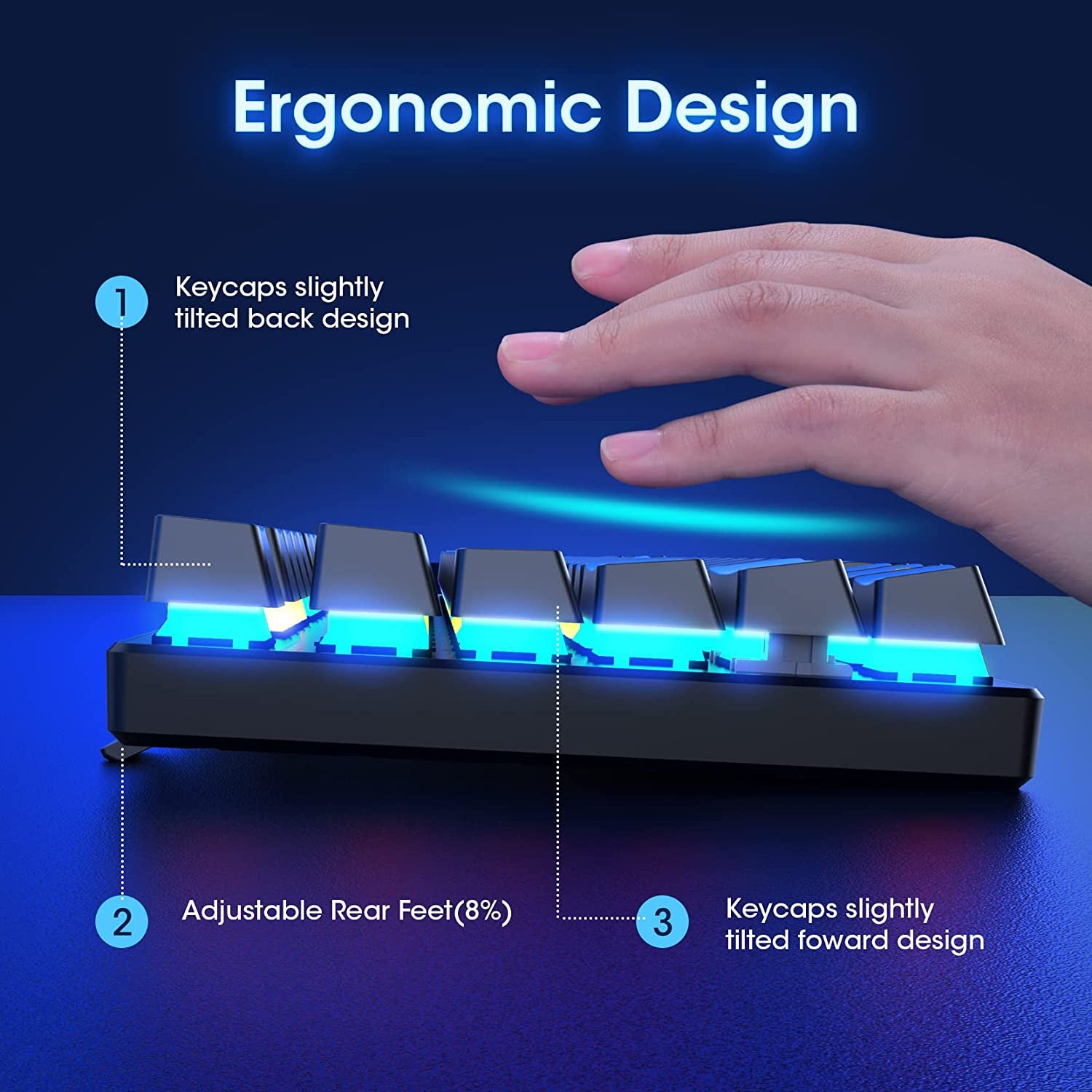 Mechanical Gaming Keyboard,Rgb 104 Keys Ultra-Slim Rainbow LED Backlit USB Wired Keyboard with Blue Switches,Durable ABS Keycaps/Anti-Ghosting/Spill-Resistant Mechanical Keyboard for PC Mac Xbox Gamer